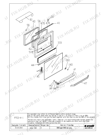 Схема №1 BEKO BR 9441 CTA (6648483100) с изображением Фиксатор для плиты (духовки) Beko 110261031